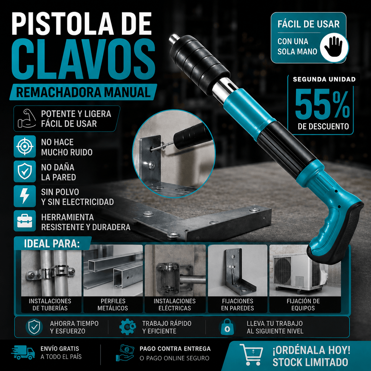 PISTOLA DE FIJACIÓN DE CLAVOS