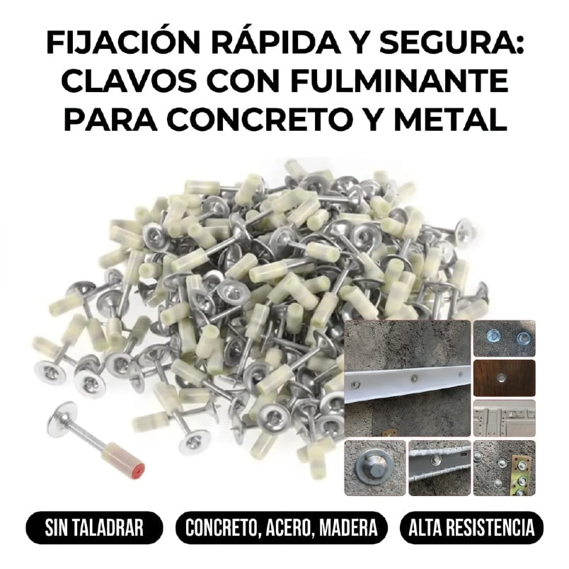 Clavos de acción directa con fulminante para concreto y metal